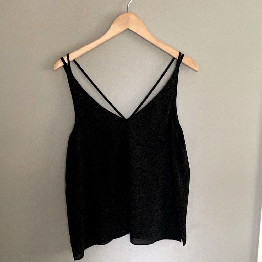 TOPSHOP size 10 Black rayon blend camisole style top.